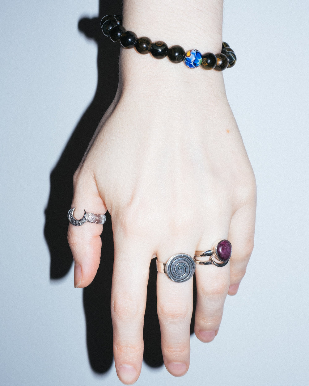 Blue Tiger's Eye & Vintage Millefiori Round Bead Bracelet 8mm