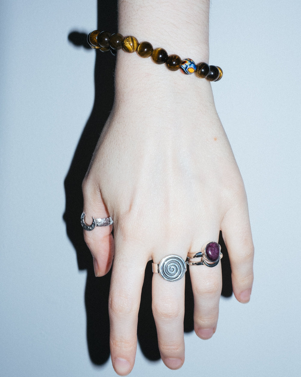 Tiger's Eye & Vintage Millefiori Round Bead Bracelet 8mm