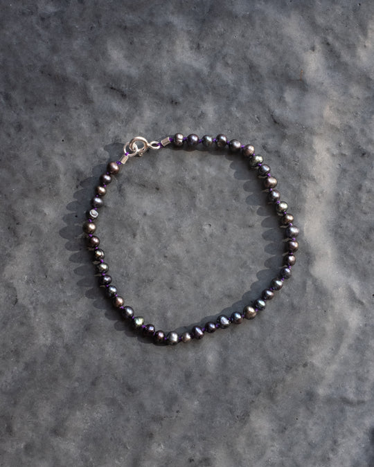 Black Vintage Pearl Hand Knotted Bracelet