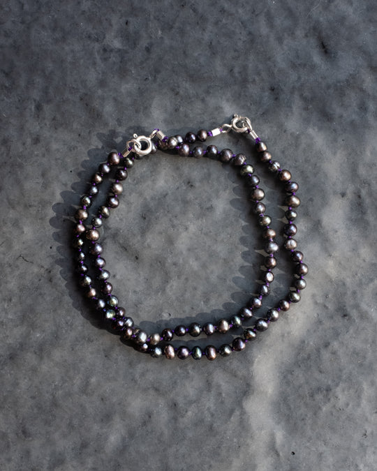 Black Vintage Pearl Hand Knotted Bracelet