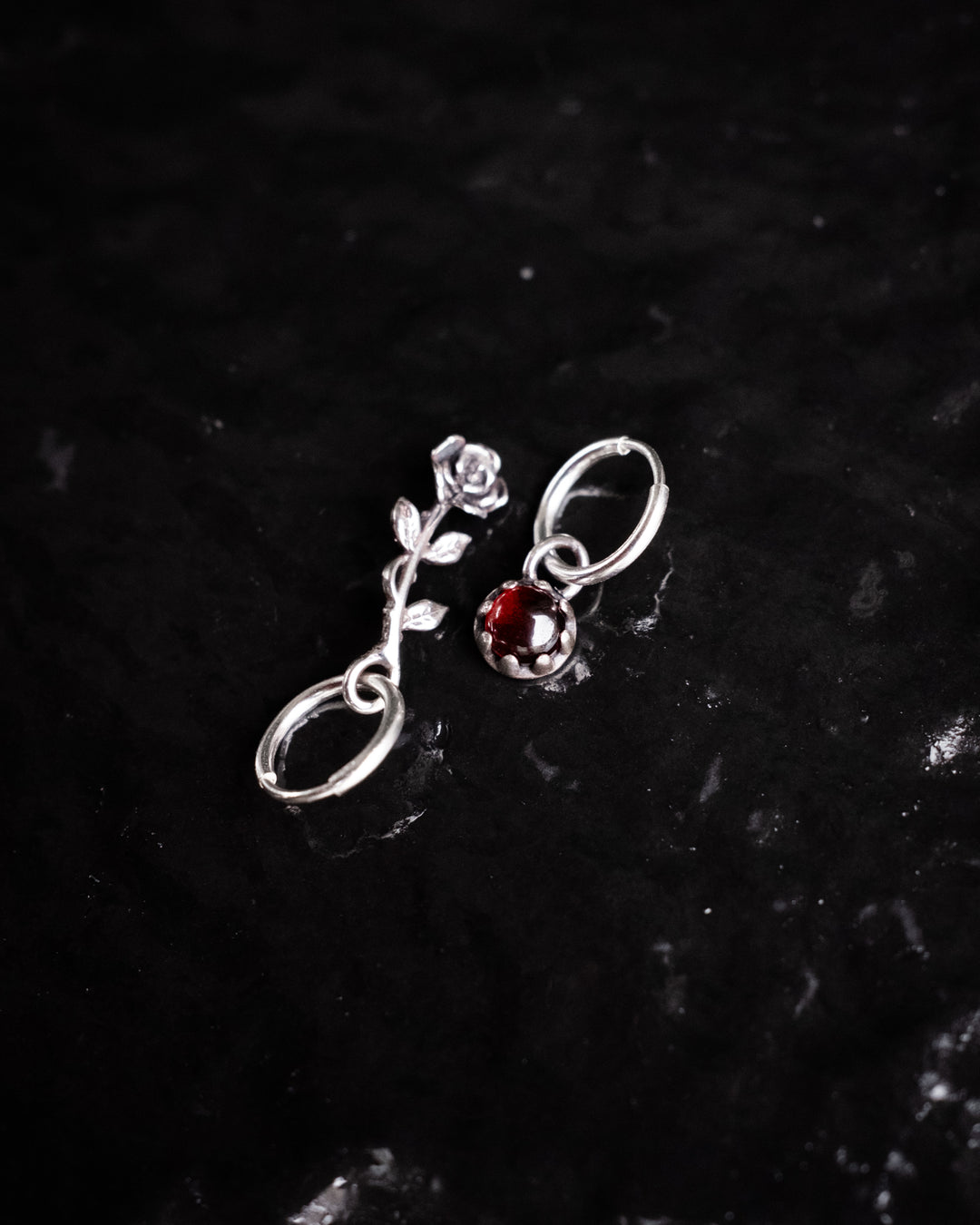 Rose & Garnet Sterling Silver Earrings