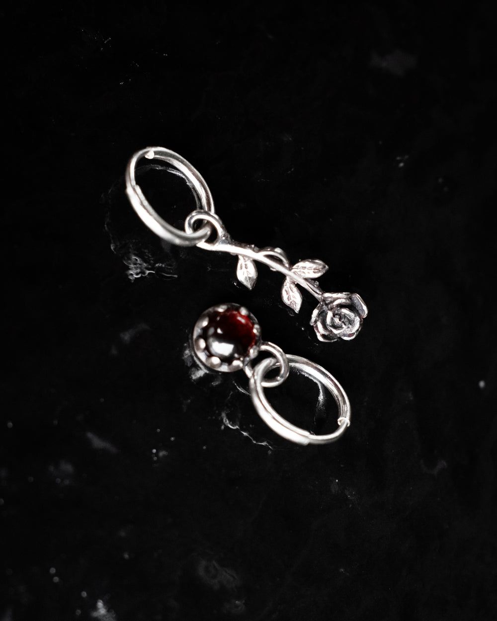 Rose & Garnet Sterling Silver Earrings