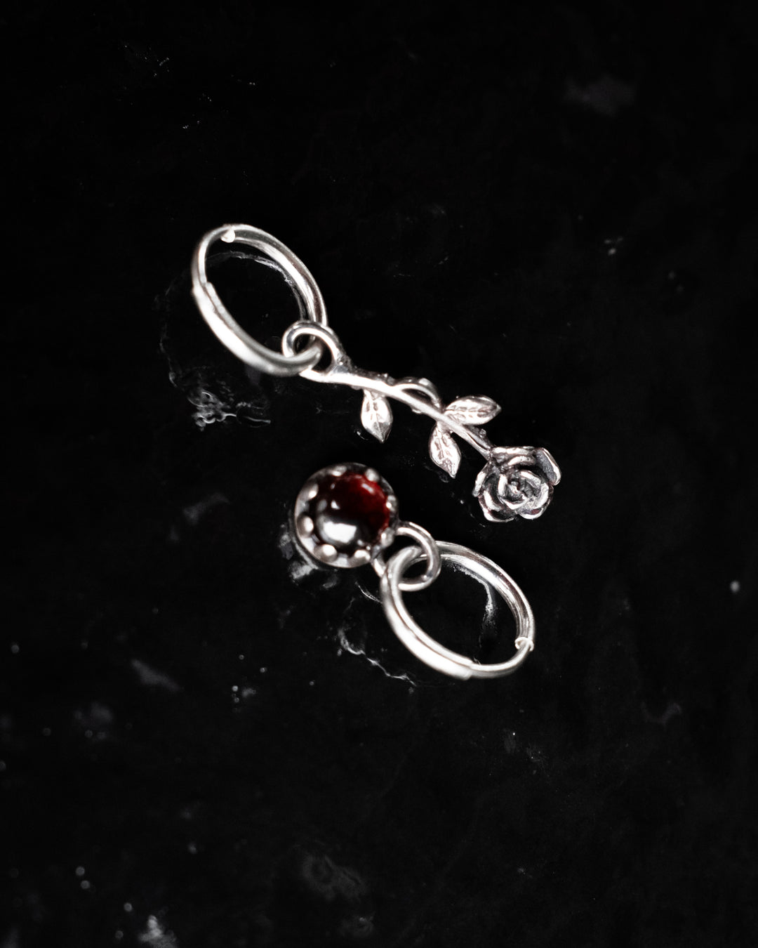 Rose & Garnet Sterling Silver Earrings