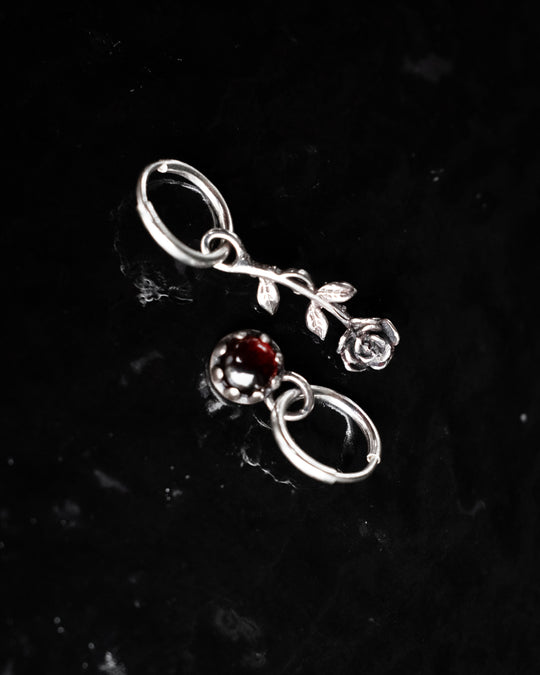 Rose & Garnet Sterling Silver Earrings