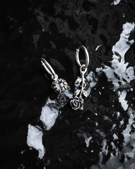Rose & Clear Quartz Sterling Silver Earrings