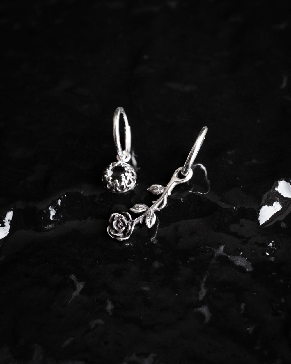 Rose & Clear Quartz Sterling Silver Earrings