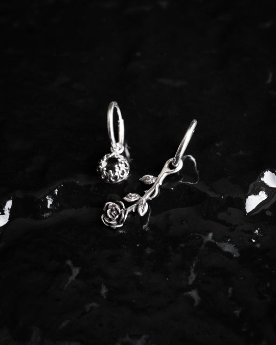 Rose & Clear Quartz Sterling Silver Earrings
