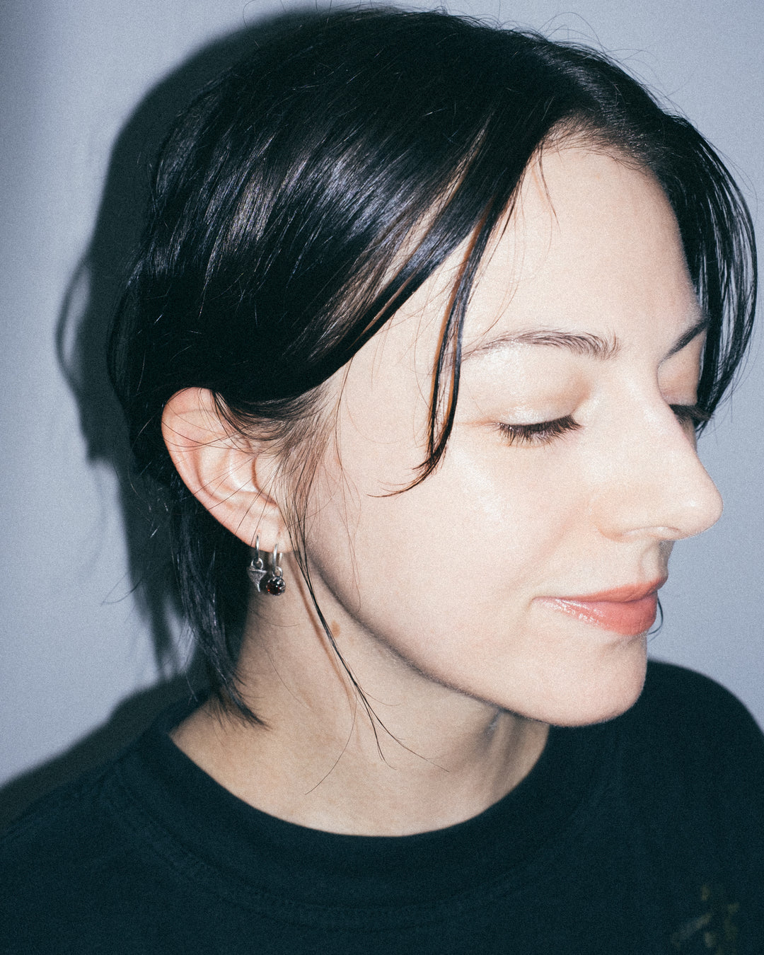 Rose Thorn & Garnet Sterling Silver Earrings