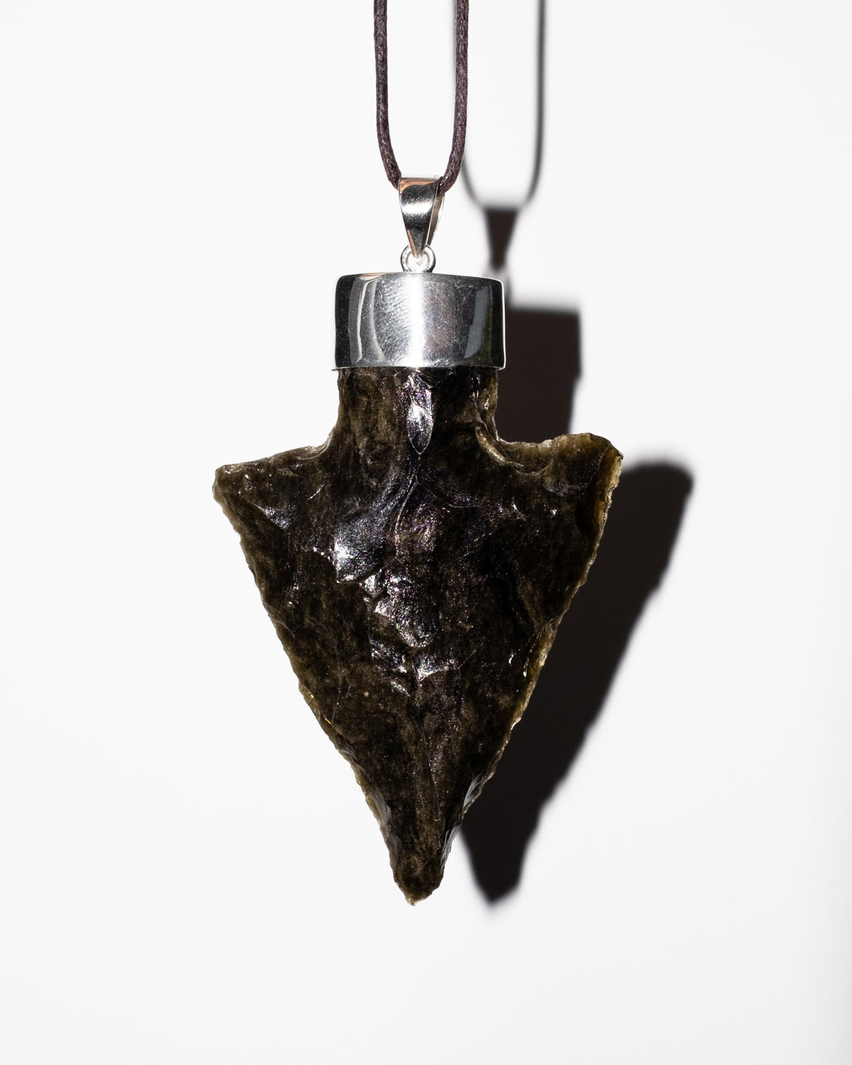 Gold Sheen Obsidian Arrowhead Sterling Silver Necklace