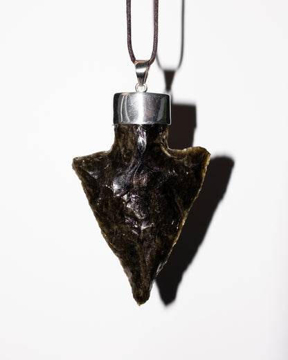 Gold Sheen Obsidian Arrowhead Sterling Silver Necklace
