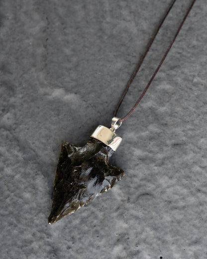 Gold Sheen Obsidian Arrowhead Sterling Silver Necklace