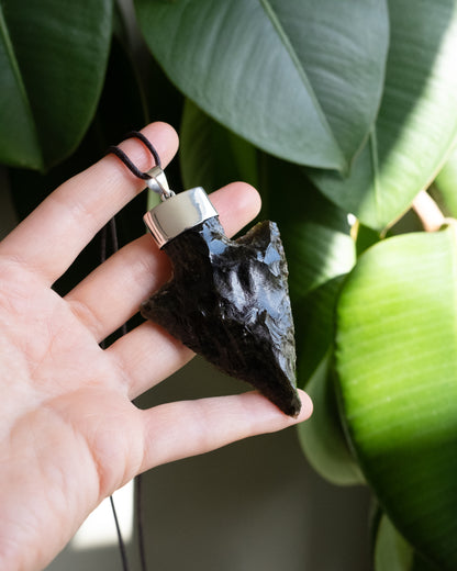 Gold Sheen Obsidian Arrowhead Sterling Silver Necklace