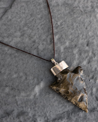 Gold Sheen Obsidian Arrowhead Sterling Silver Necklace