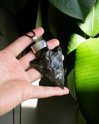 Gold Sheen Obsidian Arrowhead Sterling Silver Necklace