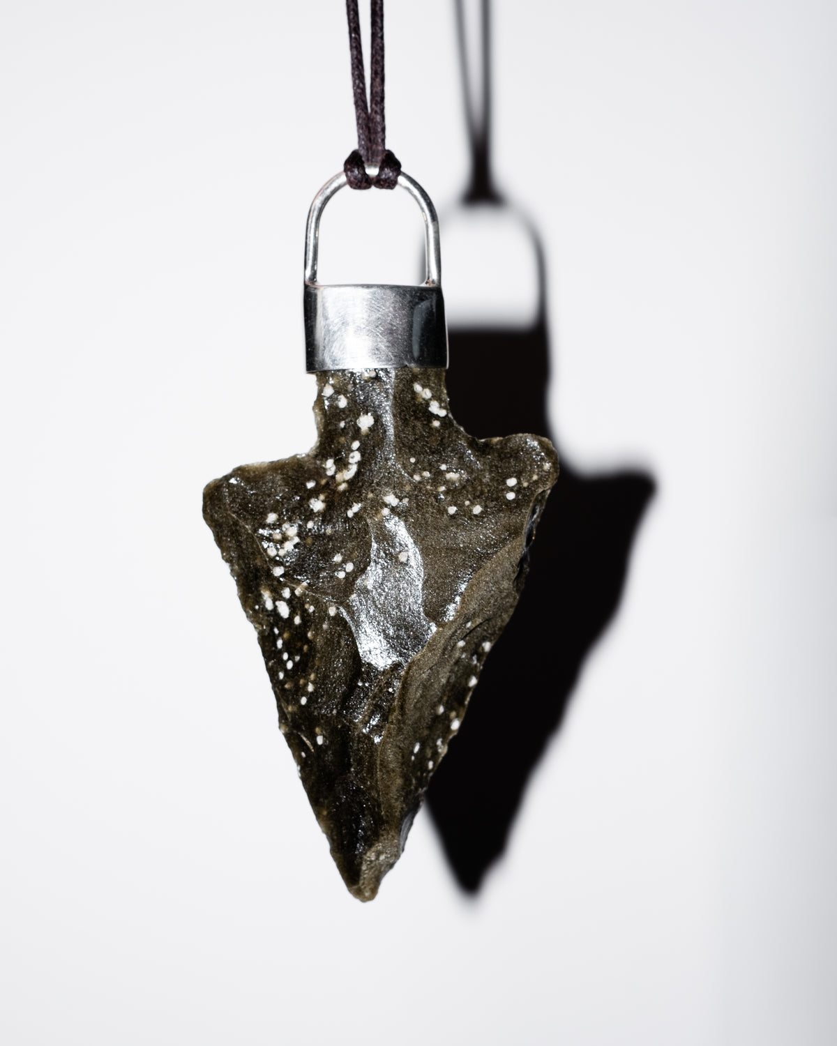 Gold Sheen Obsidian Arrowhead Sterling Silver Necklace