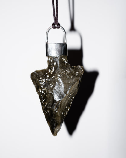 Gold Sheen Obsidian Arrowhead Sterling Silver Necklace