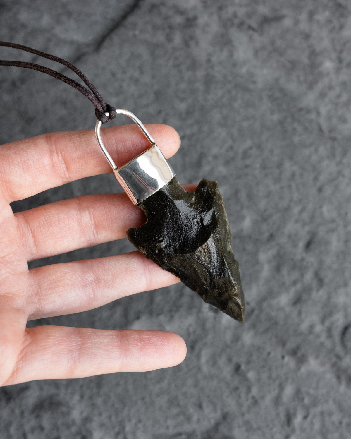 Gold Sheen Obsidian Arrowhead Sterling Silver Necklace