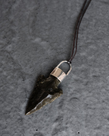 Gold Sheen Obsidian Arrowhead Sterling Silver Necklace
