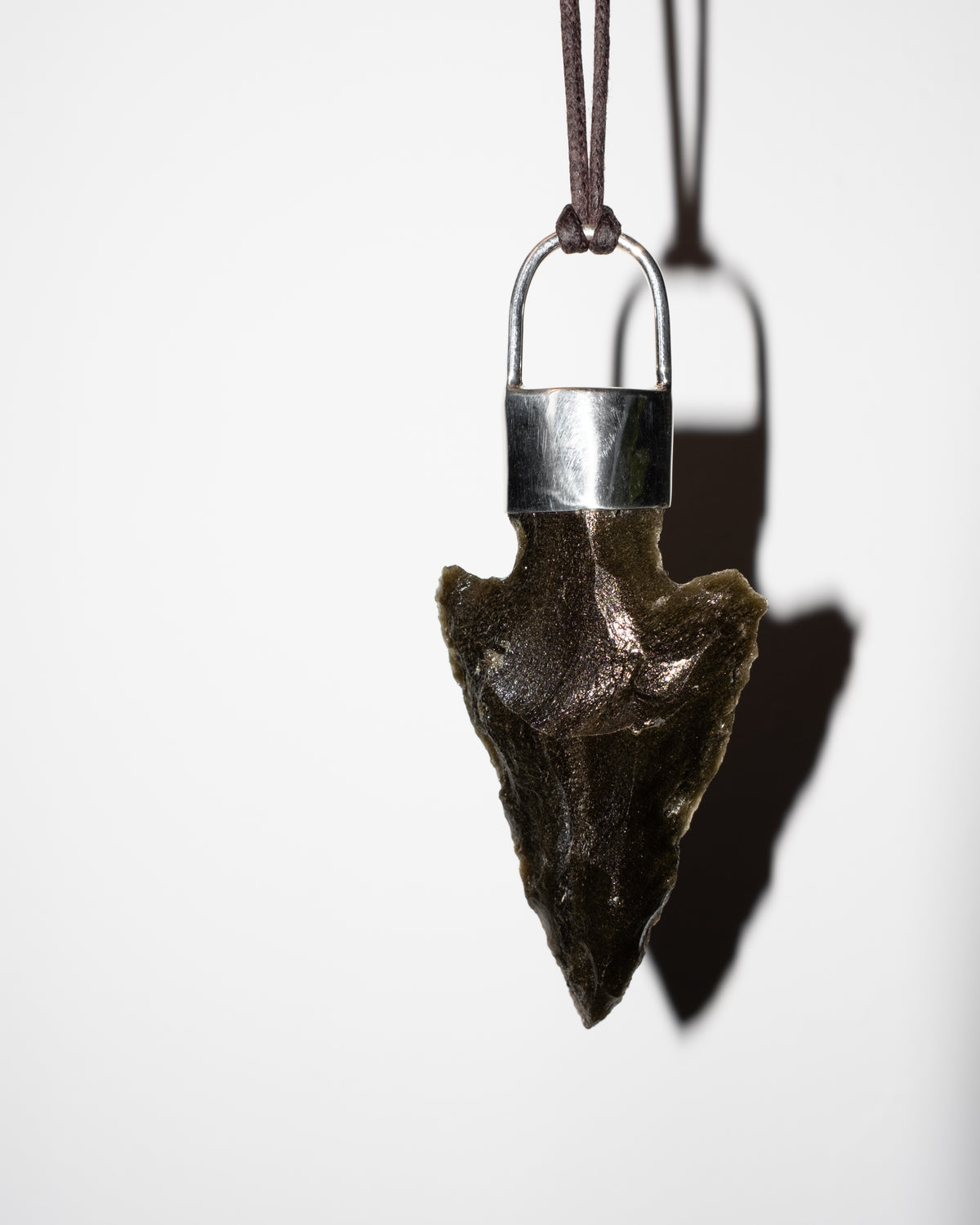 Gold Sheen Obsidian Arrowhead Sterling Silver Necklace