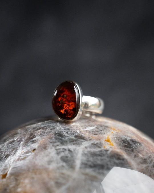 Grossular Garnet Ring in Sterling Silver - Size 6 1/4 US / M 1/2 UK