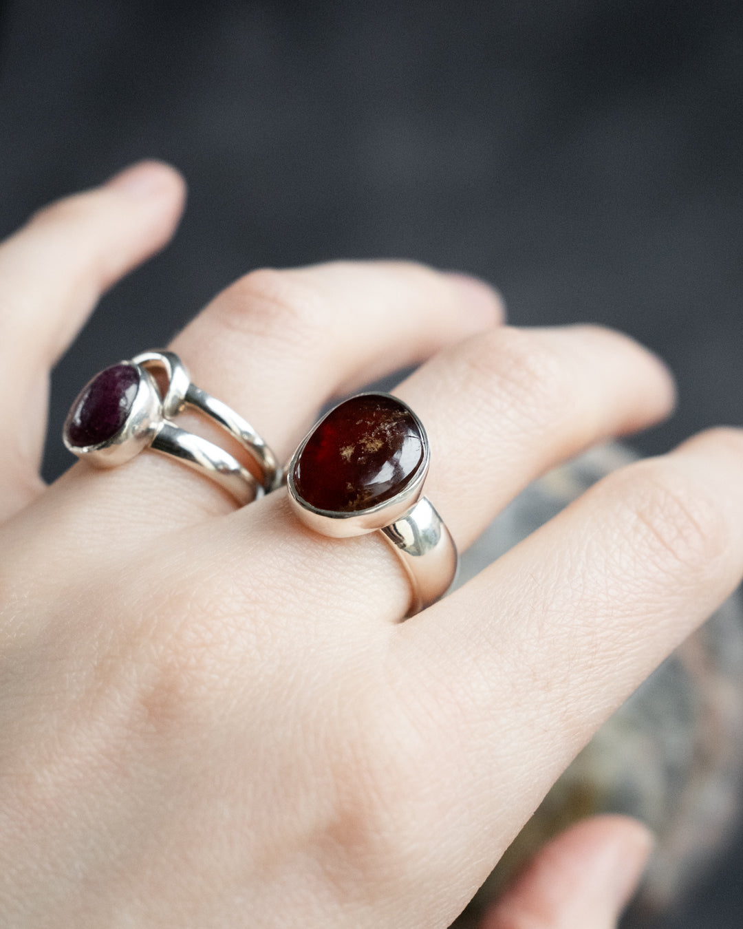 Grossular Garnet Ring in Sterling Silver - Size 6 1/4 US / M 1/2 UK