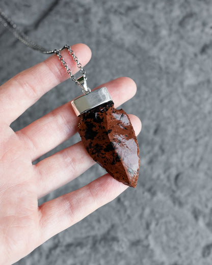 Mahogany Obsidian Arrowhead Sterling Silver Necklace