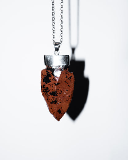 Mahogany Obsidian Arrowhead Sterling Silver Necklace