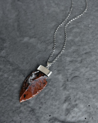 Mahogany Obsidian Arrowhead Sterling Silver Necklace