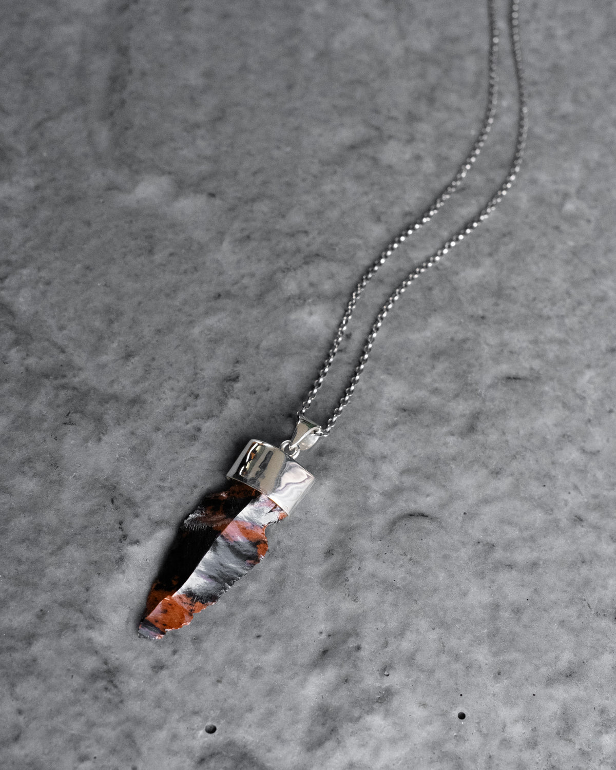 Mahogany Obsidian Arrowhead Sterling Silver Necklace