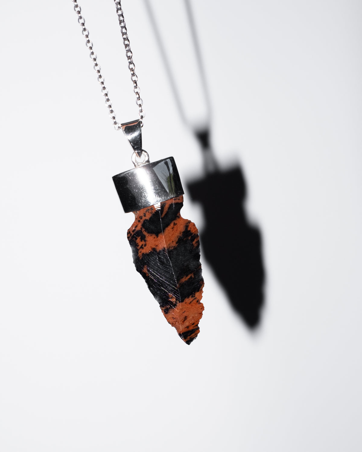 Mahogany Obsidian Arrowhead Sterling Silver Necklace