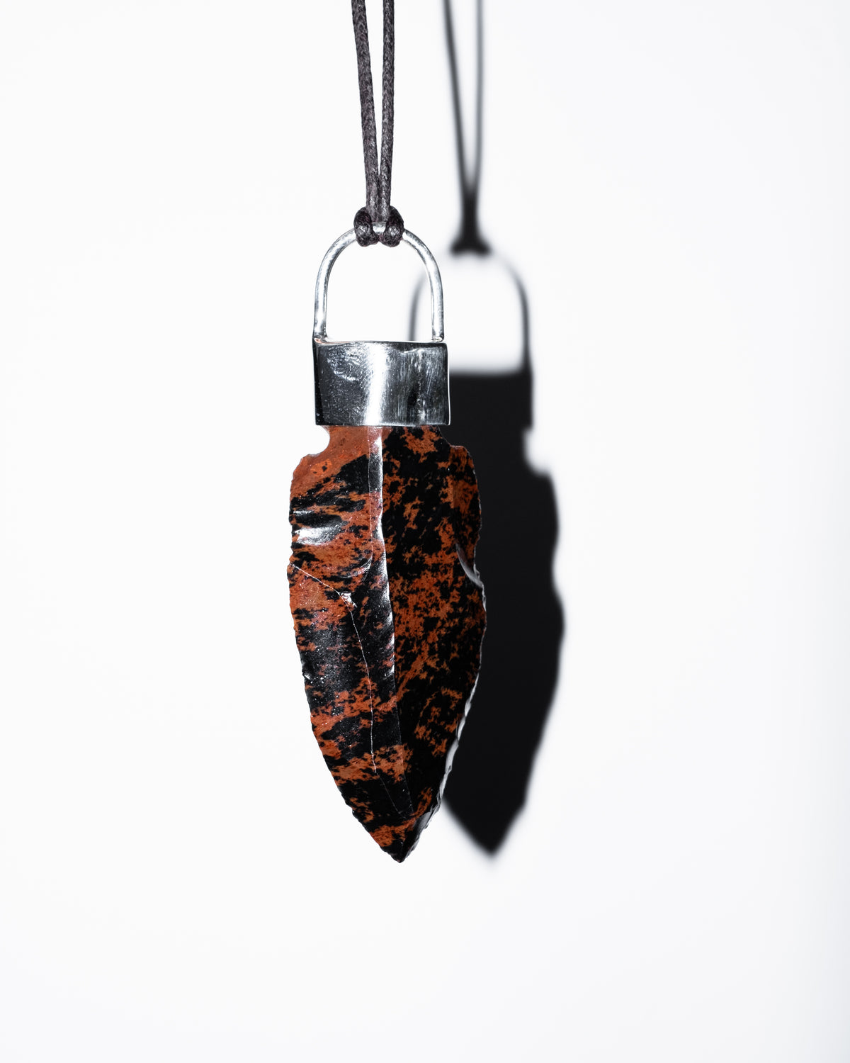 Mahogany Obsidian Arrowhead Sterling Silver Necklace