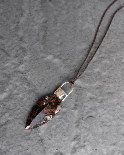 Mahogany Obsidian Arrowhead Sterling Silver Necklace