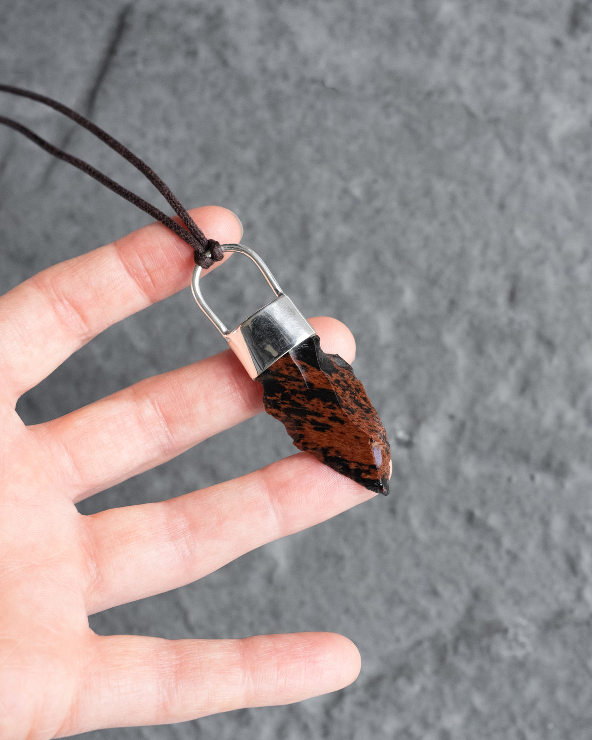 Mahogany Obsidian Arrowhead Sterling Silver Necklace