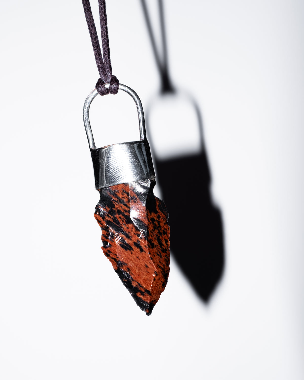 Mahogany Obsidian Arrowhead Sterling Silver Necklace