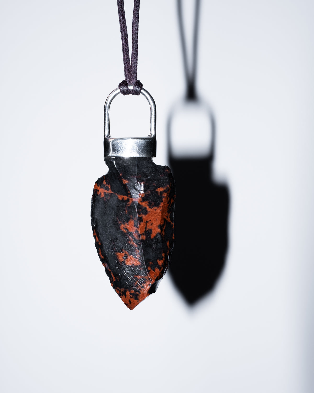Mahogany Obsidian Arrowhead Sterling Silver Necklace