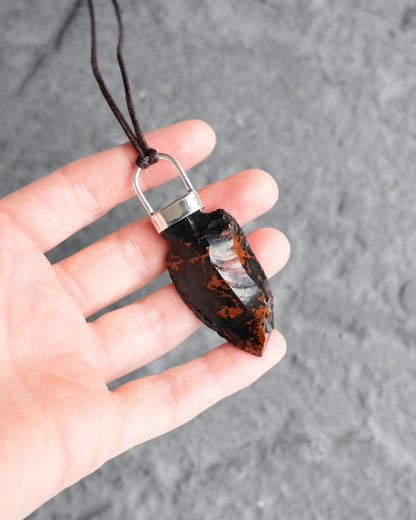Mahogany Obsidian Arrowhead Sterling Silver Necklace