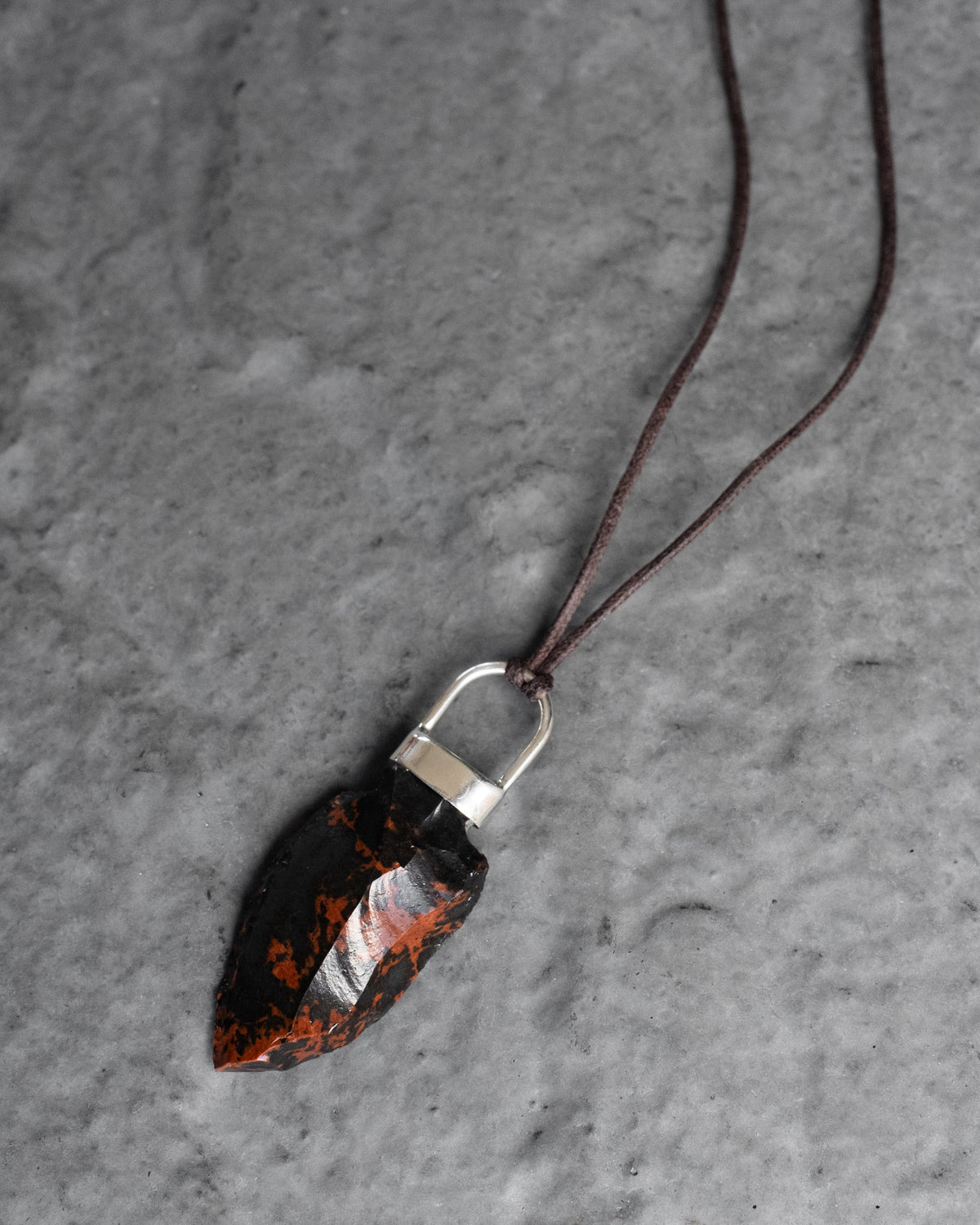 Mahogany Obsidian Arrowhead Sterling Silver Necklace