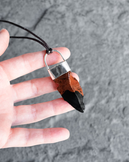 Mahogany Obsidian Arrowhead Sterling Silver Necklace