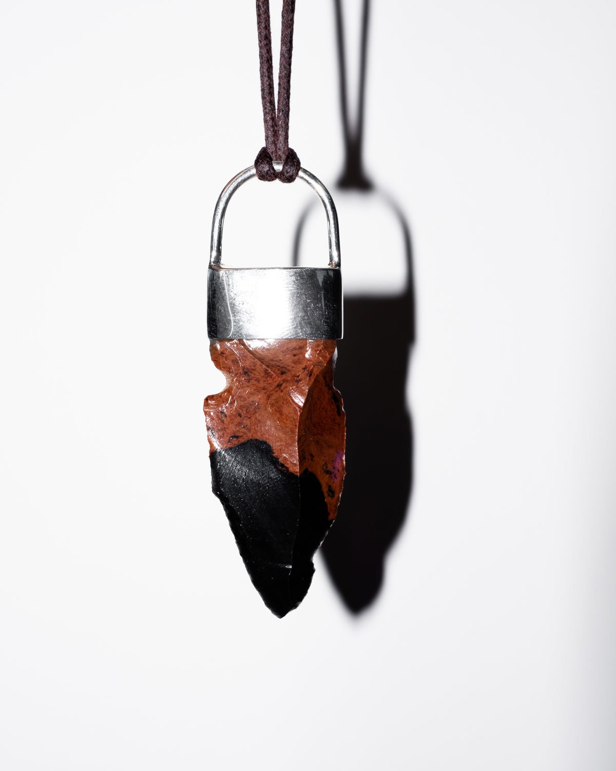 Mahogany Obsidian Arrowhead Sterling Silver Necklace
