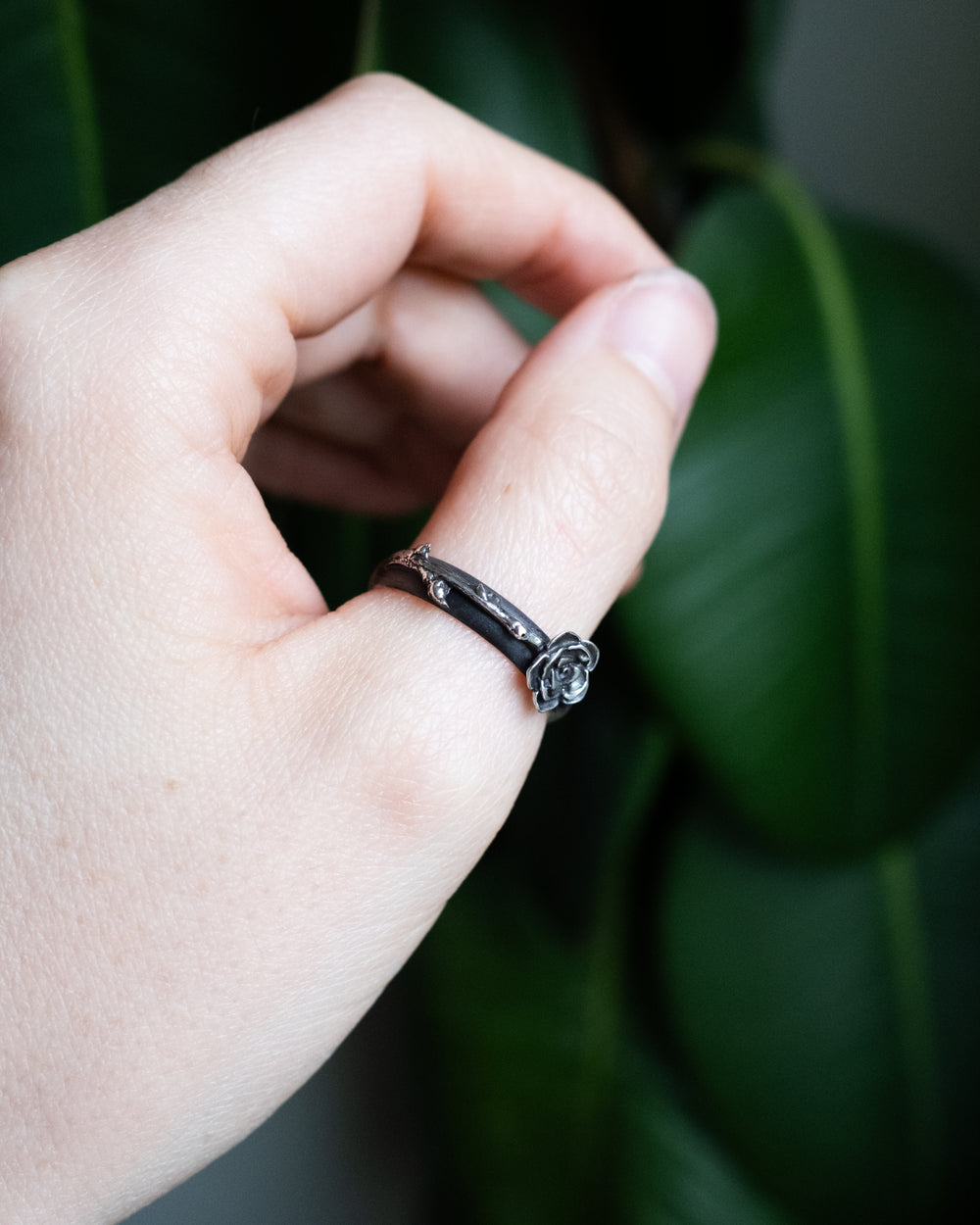 Rose Ring in Sterling Silver - Size R 3/4