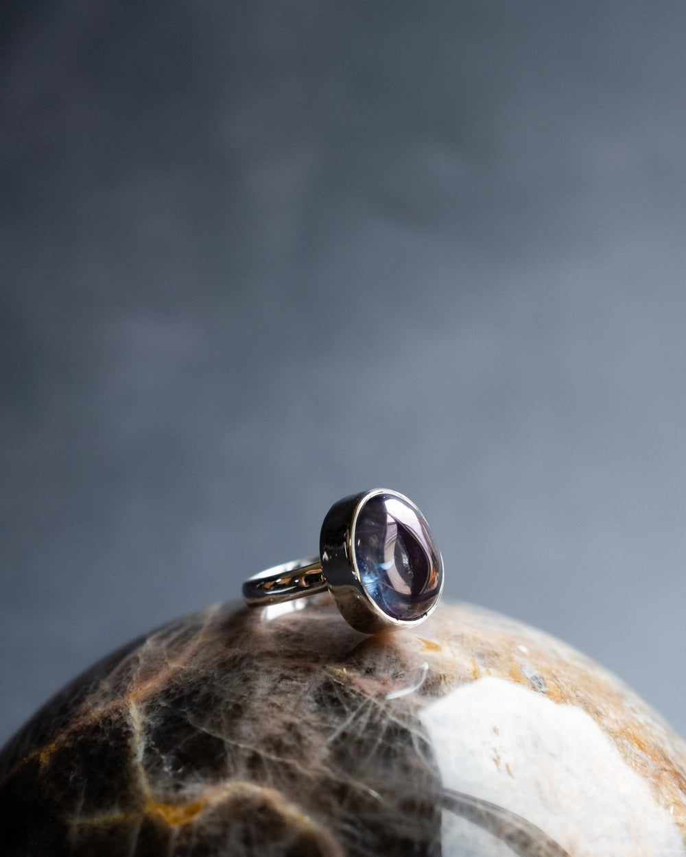 Tanzine Aura Quartz Orb Ring in Sterling Silver - Size 5 US / J 1/2 UK