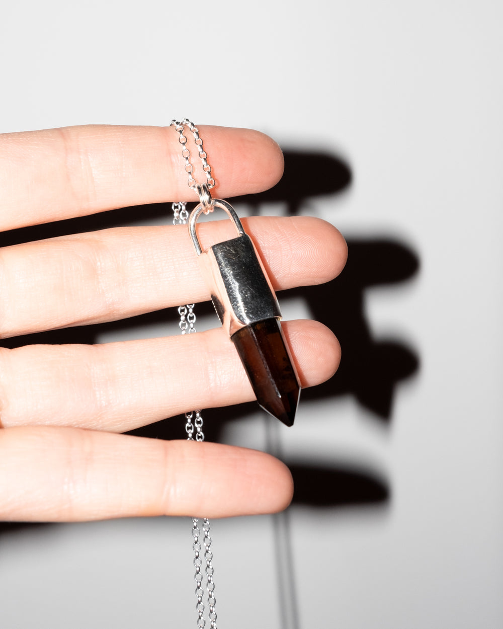 Smoky Quartz Sterling Silver Necklace #6