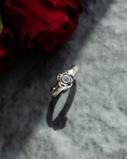 Tanzanite Rose Ring in Sterling Silver - Size O