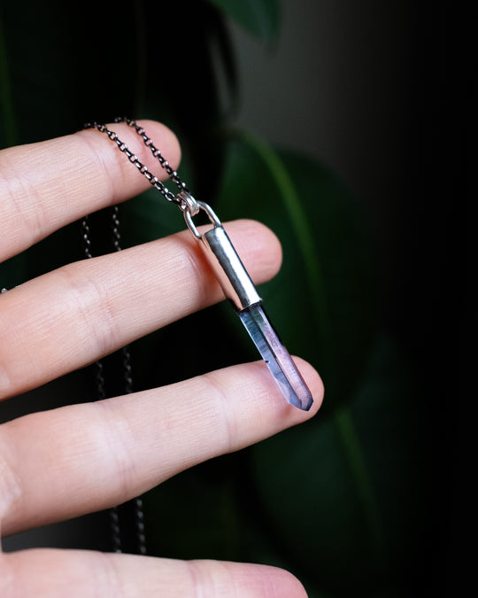Tanzine Aura Quartz Sterling Silver Necklace #2