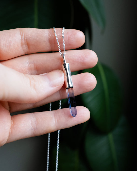 Tanzine Aura Quartz Sterling Silver Necklace #3