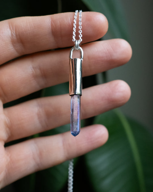 Tanzine Aura Quartz Sterling Silver Necklace #5