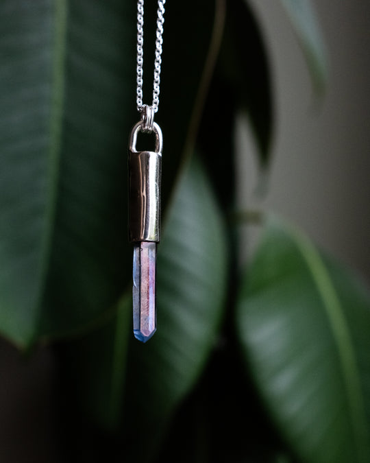Tanzine Aura Quartz Sterling Silver Necklace #5