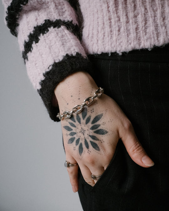 Heavy Sterling Silver Marine Bracelet 7"