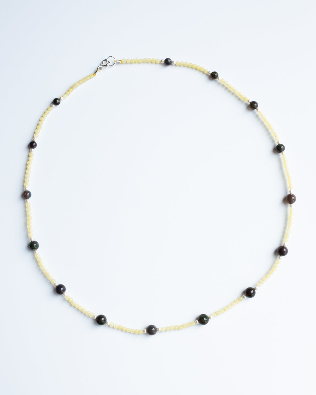 Black Opal, Lemon Jade & Pearl Sterling Silver Satalite Necklace