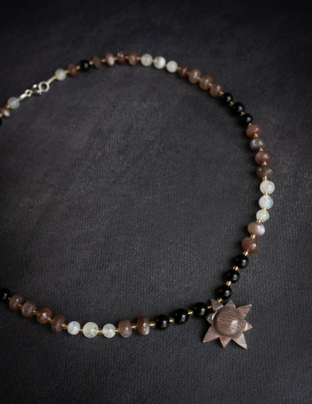 Chocolate Moonstone Solaris Beaded Necklace